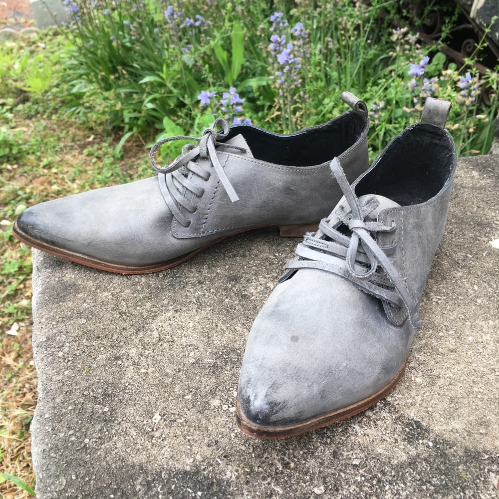 Free People Grey distressed Oxford